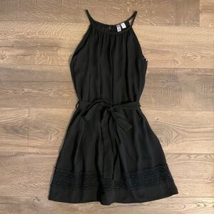 Alya black sleeveless minidress with tie waist, S